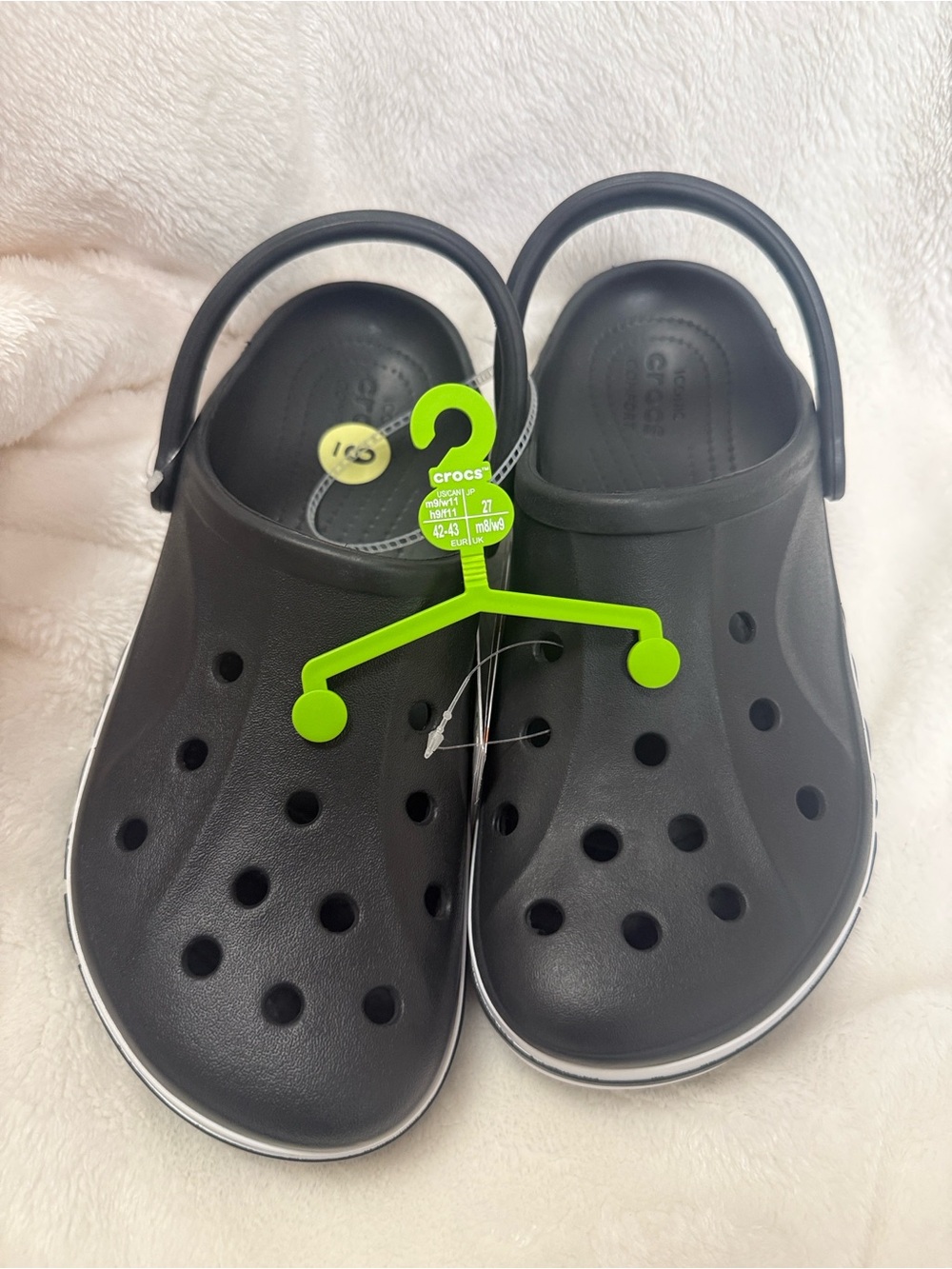CROCS Unisex Adults Black Clog Sandals with White Trim